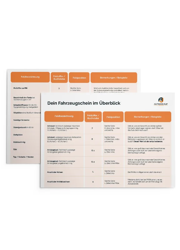 Erklärungen der Ziffern und Inhalte eines Fahrzeugscheins